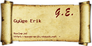 Gyüge Erik névjegykártya